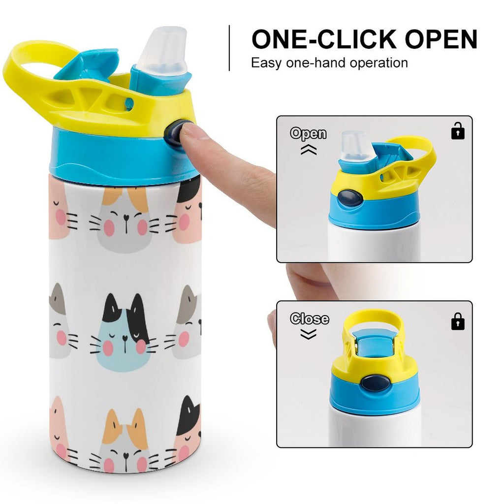 Cat Faces - Little Kids Water Bottle Little Kids Water Bottle animal Printed Offshore