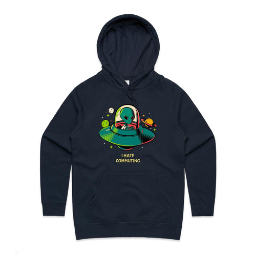 Alien Commute - Womens Hoodie Navy Womens Hoodie Printed In Australia Sci Fi