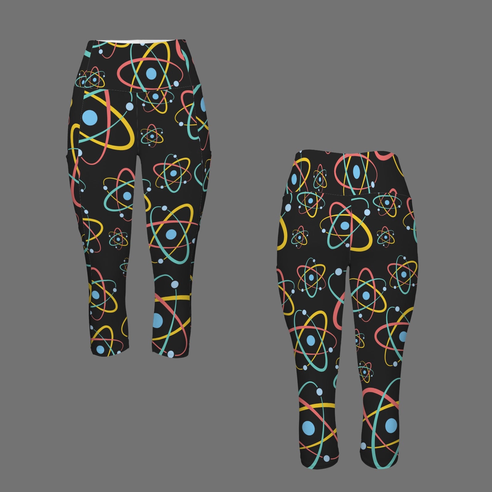 Atoms Women's High Waist Pocket Capri Yoga Leggings Women's High Waist Capri Yoga Leggings Printed Offshore