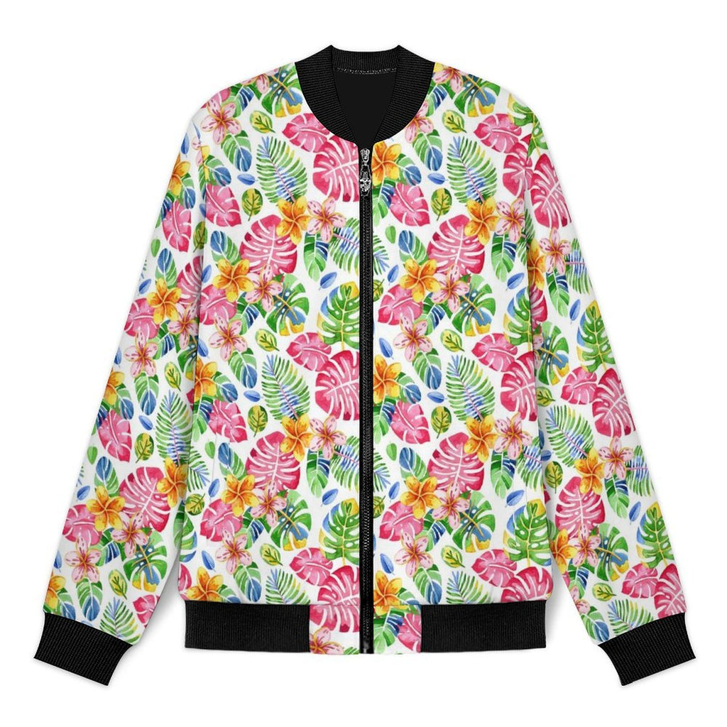 Bright Painted Tropical Men's Casual Zip‑Up Bomber Jacket