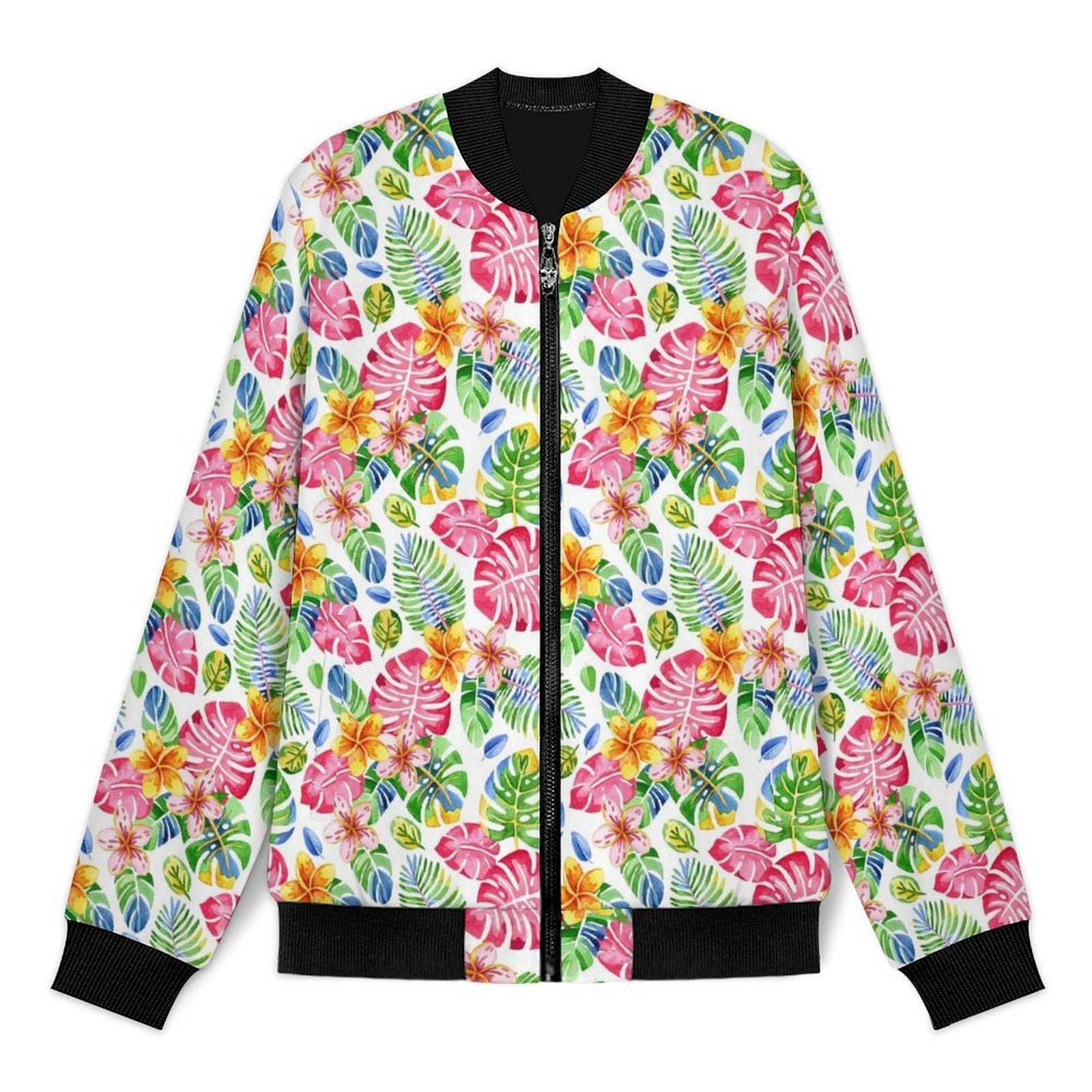 Bright Painted Tropical Men's Casual Zip‑Up Bomber Jacket