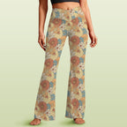 Vintage Retro Floral High Waist Crossover Tummy Control Flare Leggings 5XL High Waist Flare Leggings Plants Printed Offshore Retro