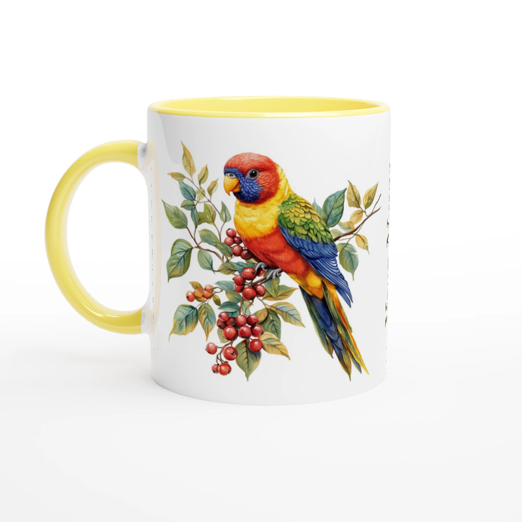 Personalise - Lorikeet, Australian Birds - 11oz Ceramic Mug Ceramic Yellow Personalised 11oz Mug animal Globally Fulfilled