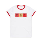 Bacon Periodic Table - Women's Ringer Tee White Red Womens Ringer T-shirt Food Printed In Australia Science