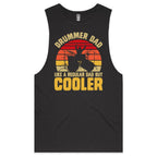 Drummer Dad, Like A Regular Dad But Cooler Mens Men's AS Colour Drop Arm Tank Top Coal Drop Arm Tank Top Dad Music Printed In Australia
