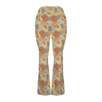 Vintage Retro Floral High Waist Crossover Tummy Control Flare Leggings High Waist Flare Leggings Plants Printed Offshore Retro