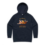 All I Need Is A Purrfect Cup Of Coffee, Cat - Womens Hoodie Navy Womens Hoodie animal Coffee Printed In Australia
