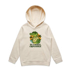In A While, Crocodile Kid's AS Colour Hoodie Ecru Kids Hoodie animal Printed In Australia
