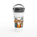Where Is My Coffee, Cranky Cats - White 15oz Stainless Steel Travel Mug Default Title Travel Mug animal Coffee Globally Fulfilled