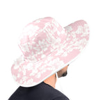 Pink Hawaiian Floral Wide Brim Bucket Hat Wide Brim Bucket Hat Plants Printed Offshore