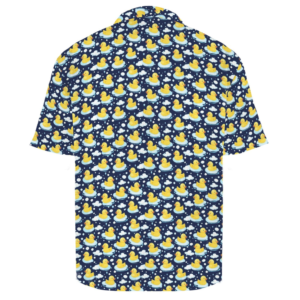 Rubber Ducks On Dark Men's Crinkle Hawaiian Shirt