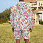 Australian Flowers Men's Lightweight Sun Hoodie & Shorts Set Men's Lightweight Sun Hoodie & Shorts Plants Printed Offshore
