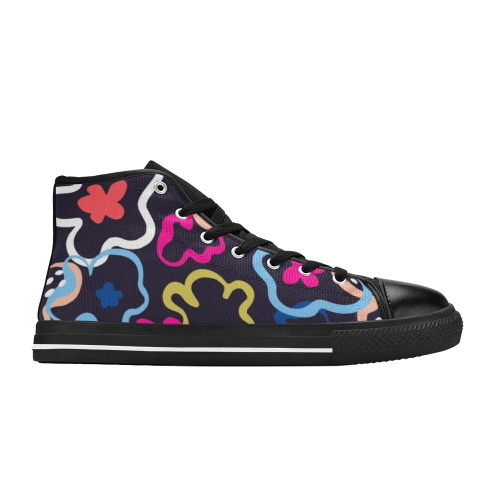 Floral In The Abstract - Men's High Top Canvas Shoes