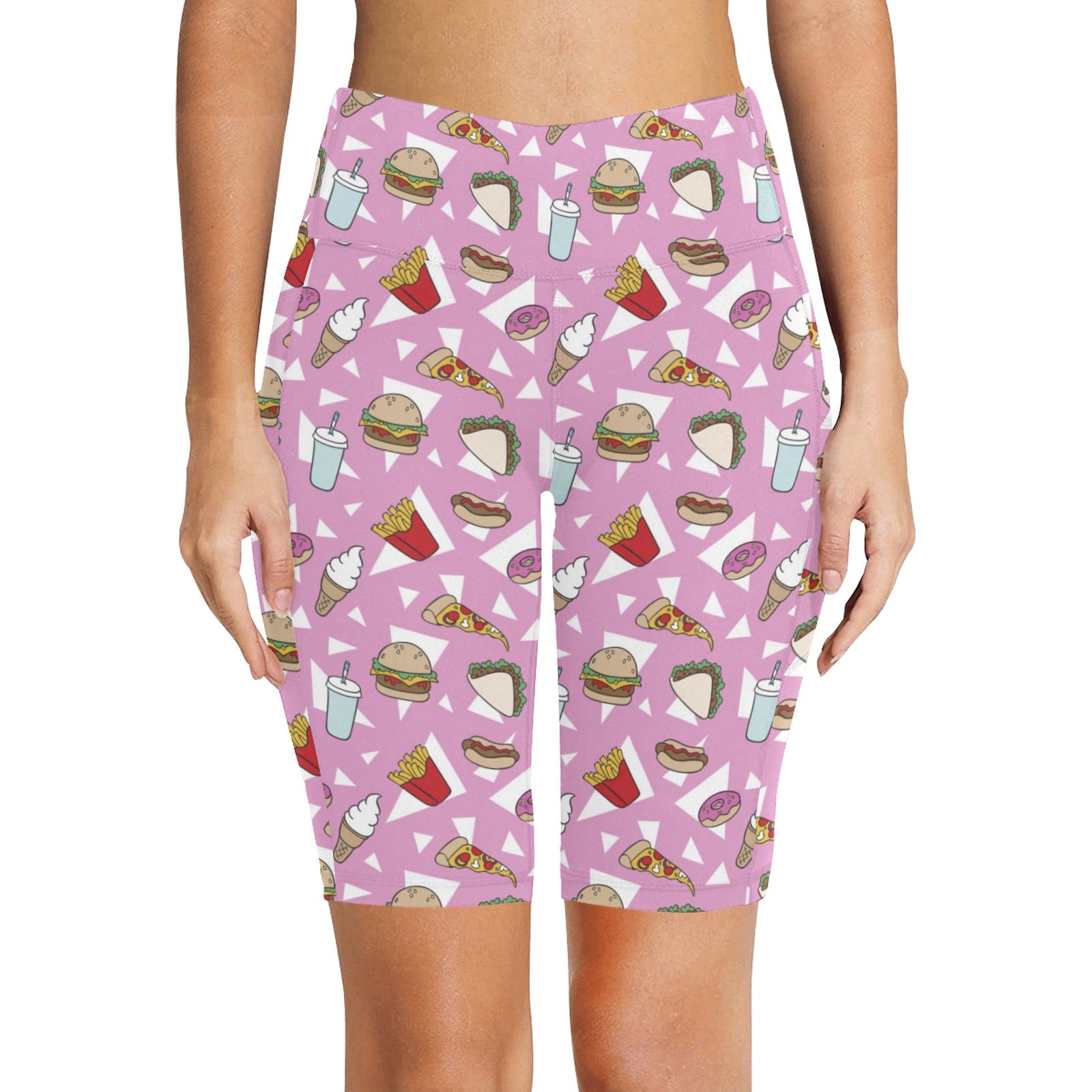 Fast Food Women's Bike Shorts With Side Pockets Women's Bike Shorts Food Printed Offshore