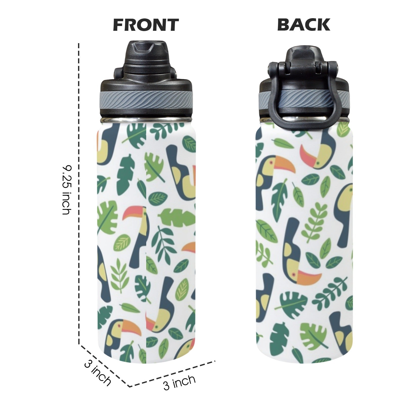 Toucans - Insulated Water Bottle with Dual-Use Lid (18oz) Insulated Water Bottle with Dual-Use Lid (18oz) animal Printed Offshore