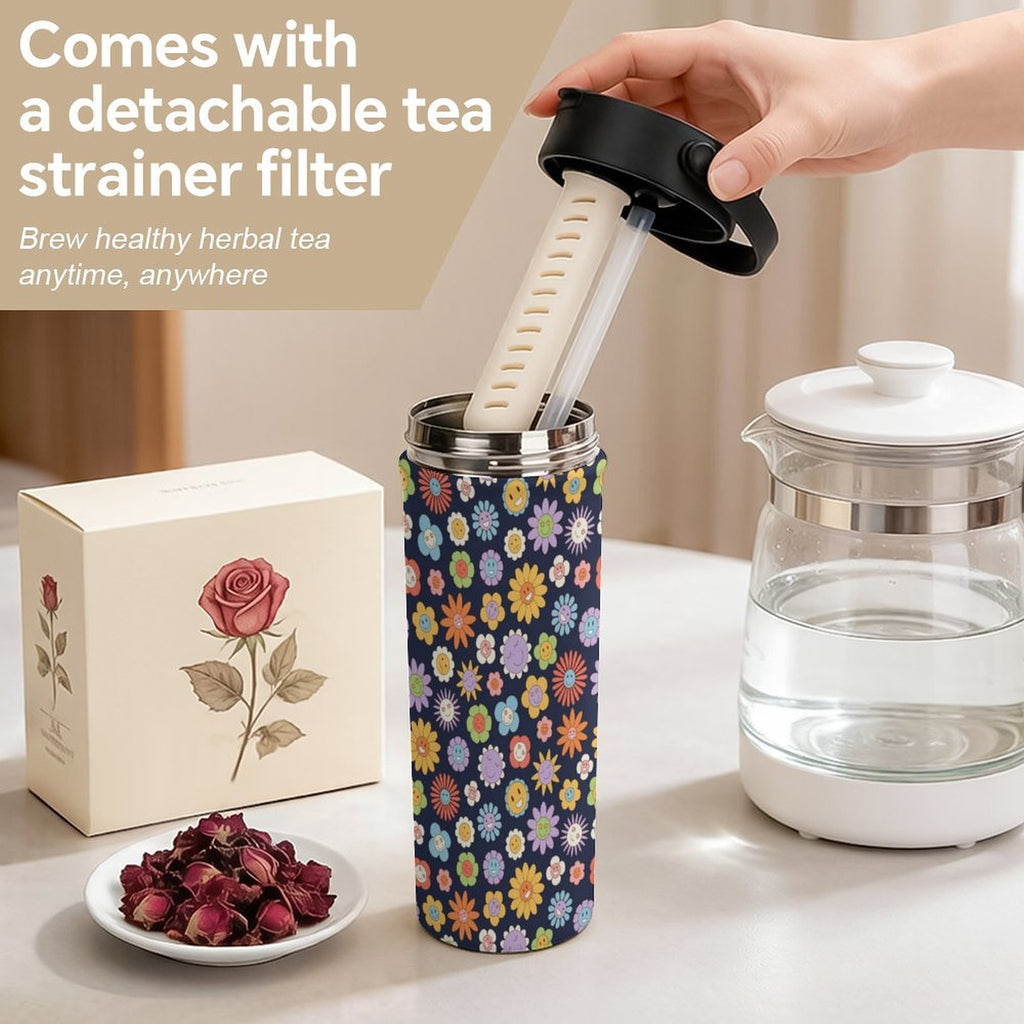 Groovy Flowers 20oz Tea Tumbler with Carry Handle