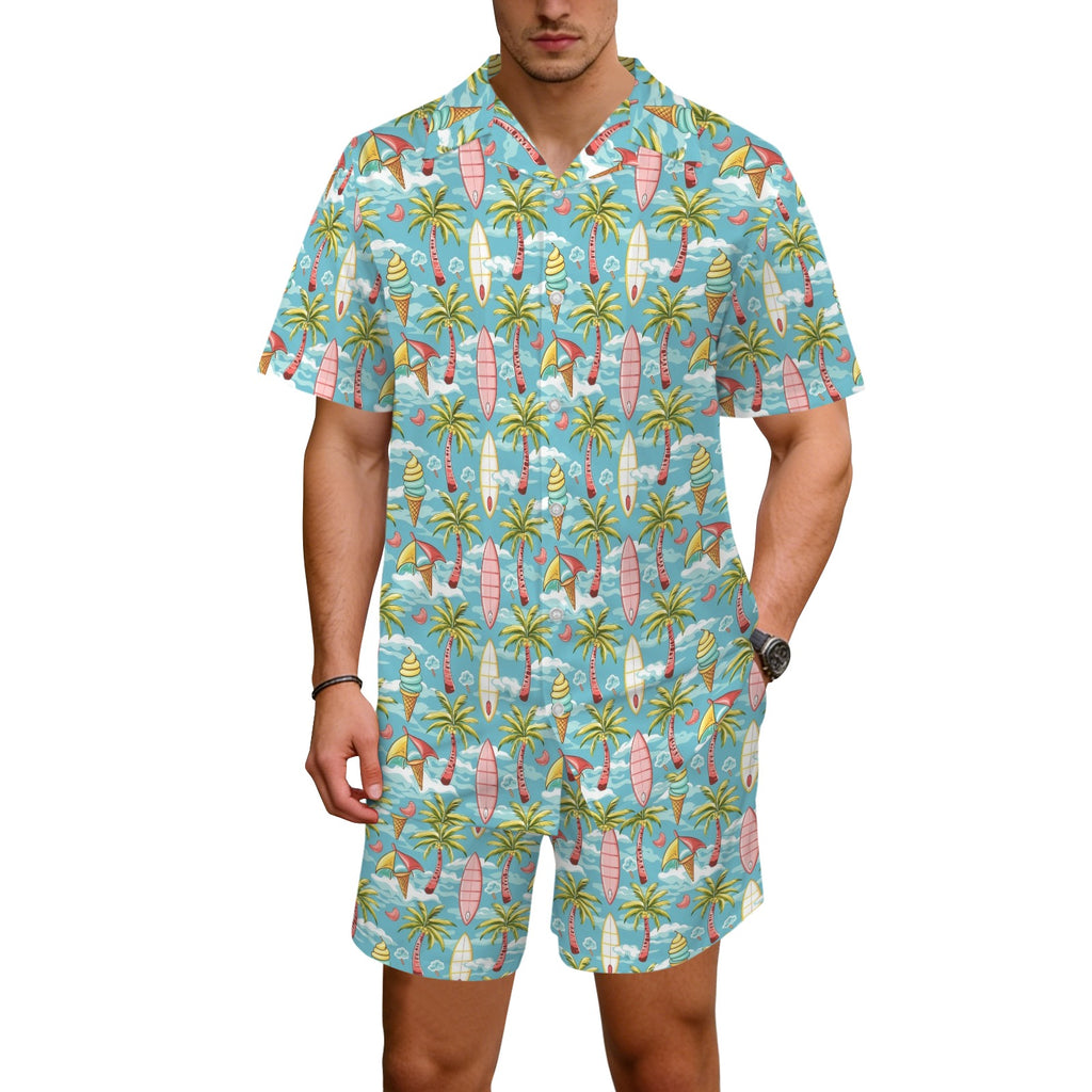 Summer Surf Men's Hawaiian Shirt & Shorts Set Men's Hawaiian Shirt & Shorts Set Printed Offshore Surf