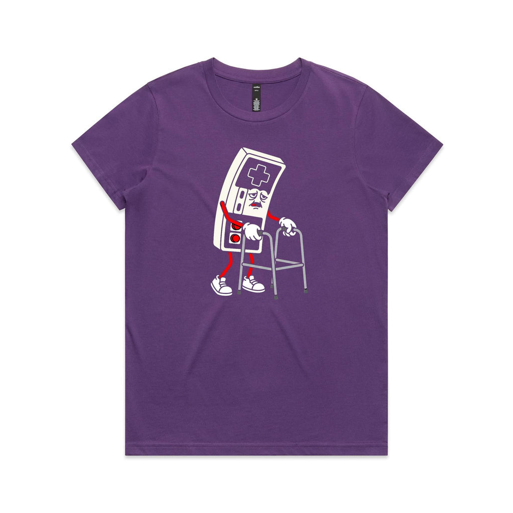 Retro Gamer Women's AS Colour T-shirt Purple Womens T-shirt Games Printed In Australia