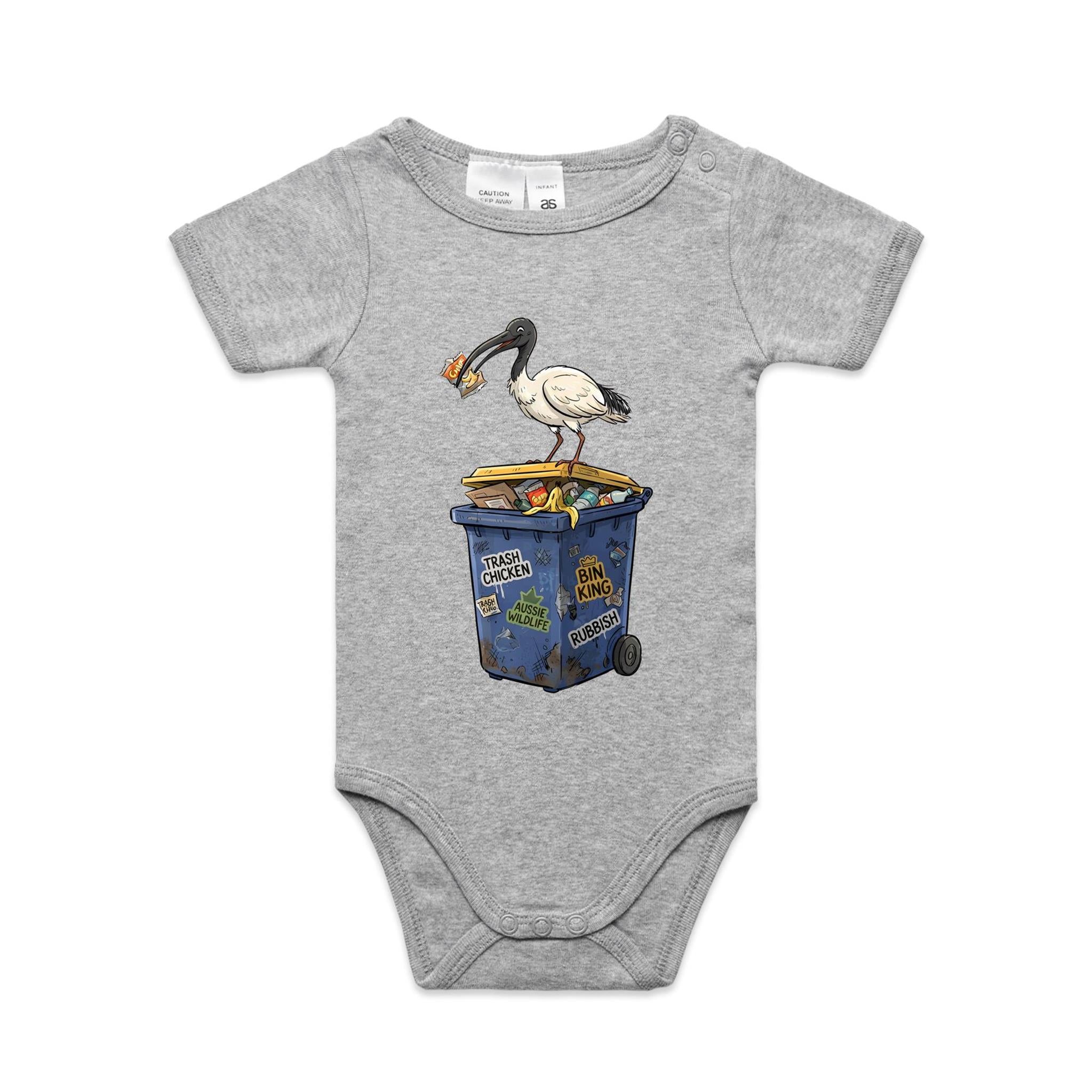 Bin Chicken Australian Ibis AS Colour Baby Bodysuit