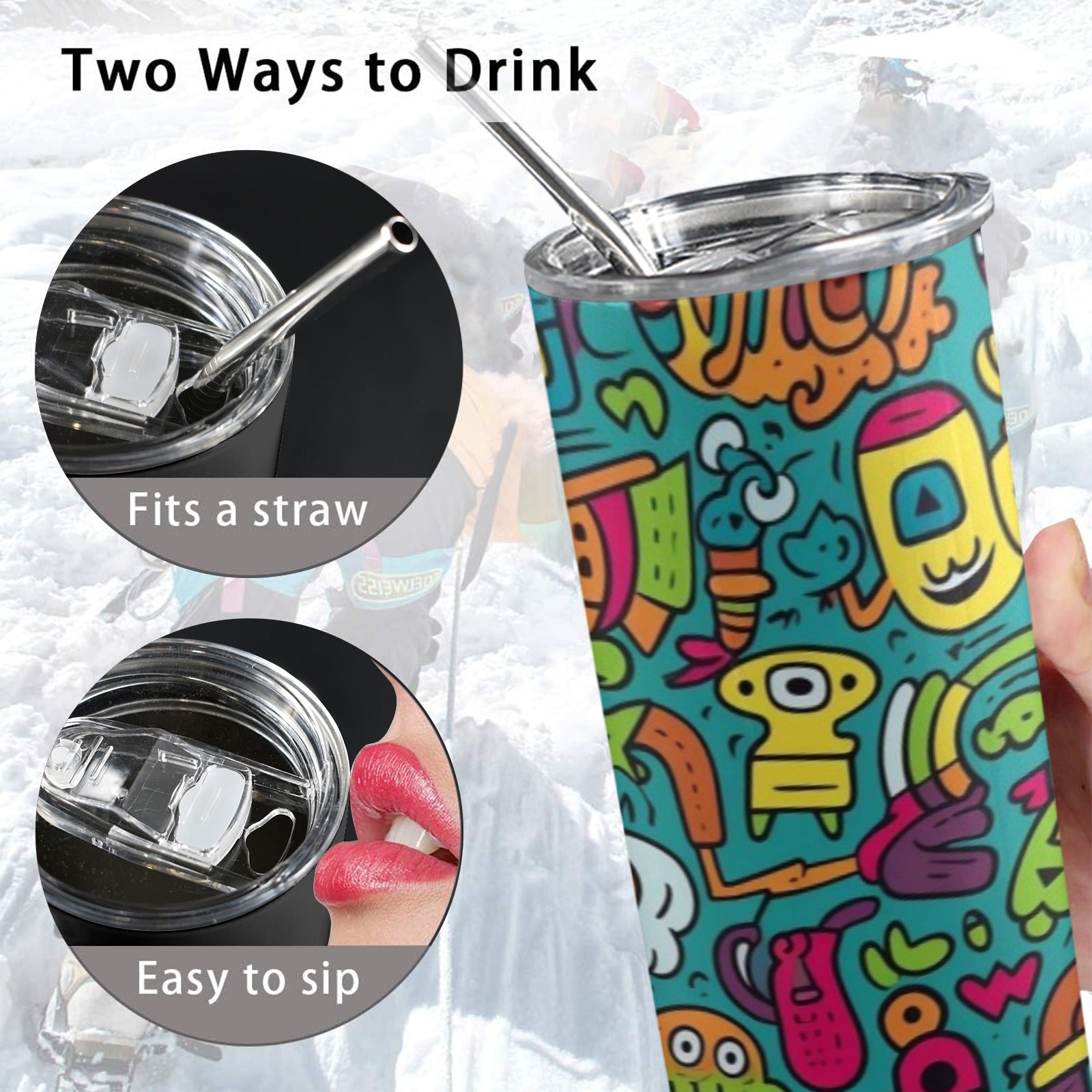 Crazy Characters - 20oz Tall Skinny Tumbler with Lid and Straw