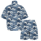 Japanese Waves Women's Windbreaker Short Set Women's Windbreaker Short Set Ocean Printed Offshore