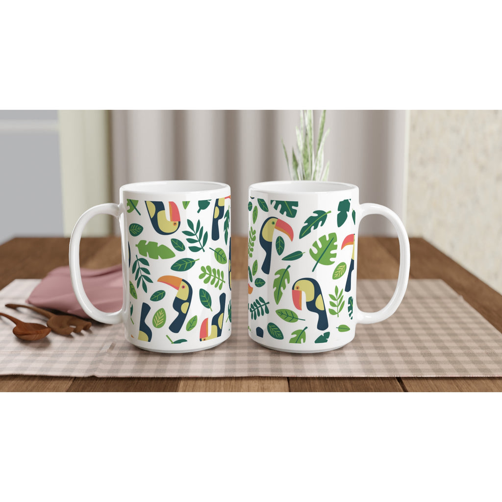 Toucans - White 15oz Ceramic Mug 15oz Mug Globally Fulfilled