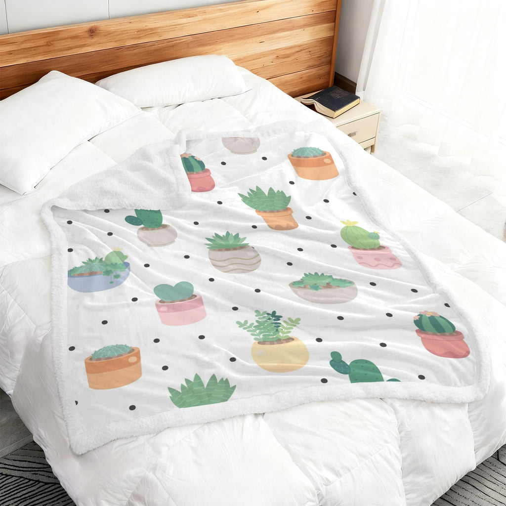 Cactus Plants - Double-Layer Fleece Blanket 51"x59"