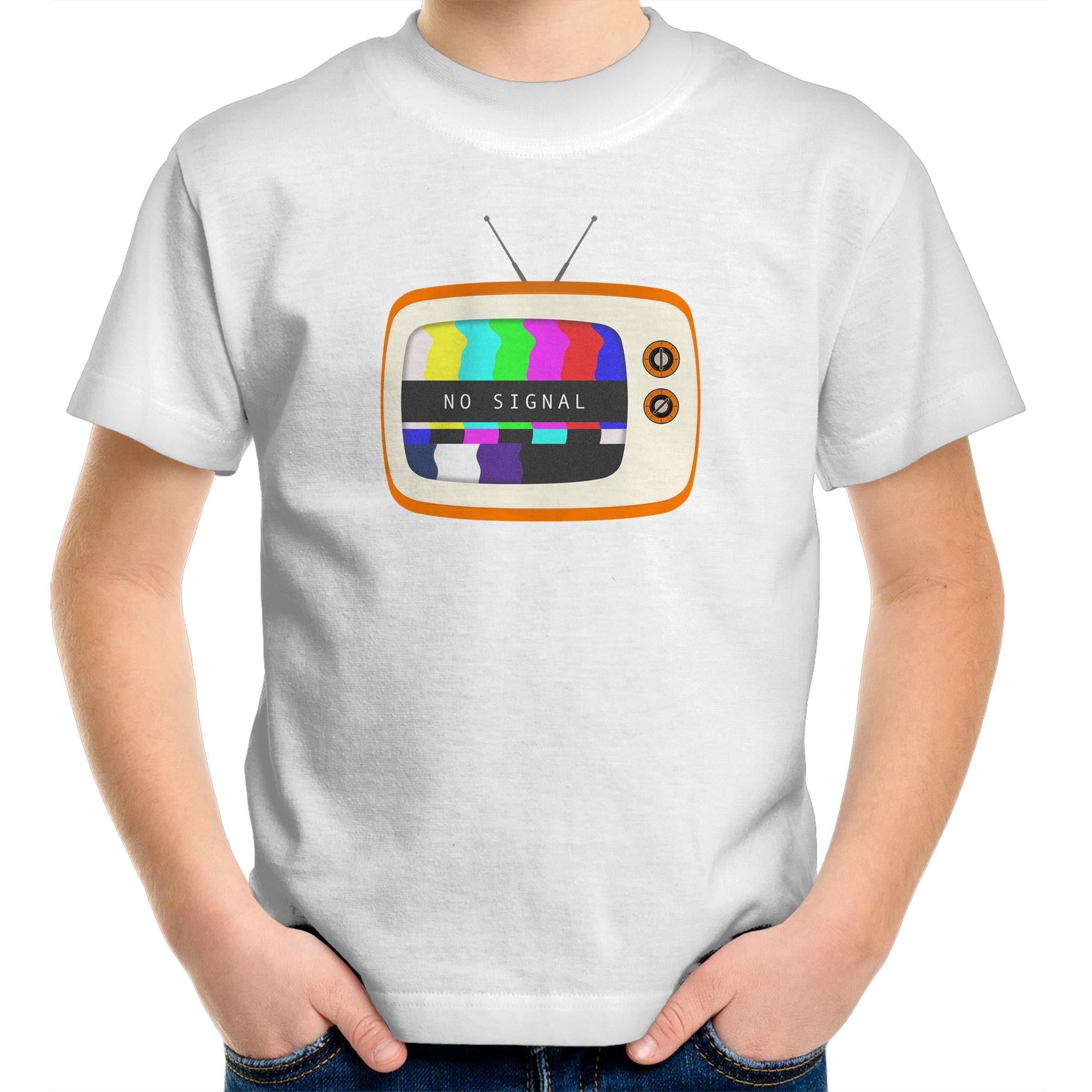 Retro TV, No Signal - Kids Youth T-Shirt White Kids Youth T-shirt Printed In Australia Retro Tech