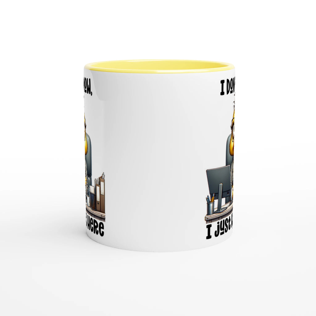 I Don't Know, I Just Work Here, Duck - White 11oz Ceramic Mug with Colour Inside Colour 11oz Mug animal Globally Fulfilled Work