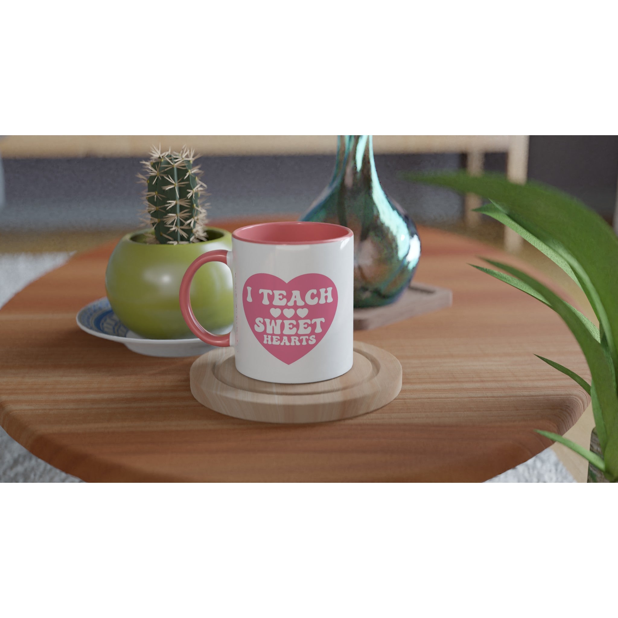 I Teach Sweet Hearts - White 11oz Ceramic Mug with Colour Inside Colour 11oz Mug Globally Fulfilled Teacher