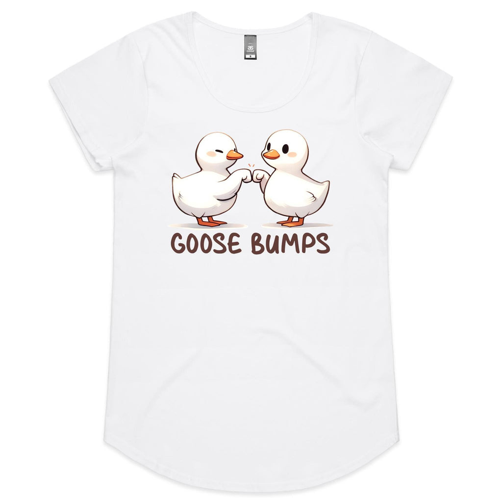 Goose Bumps - Womens Scoop Neck T-Shirt White Womens Scoop Neck T-shirt animal Printed In Australia