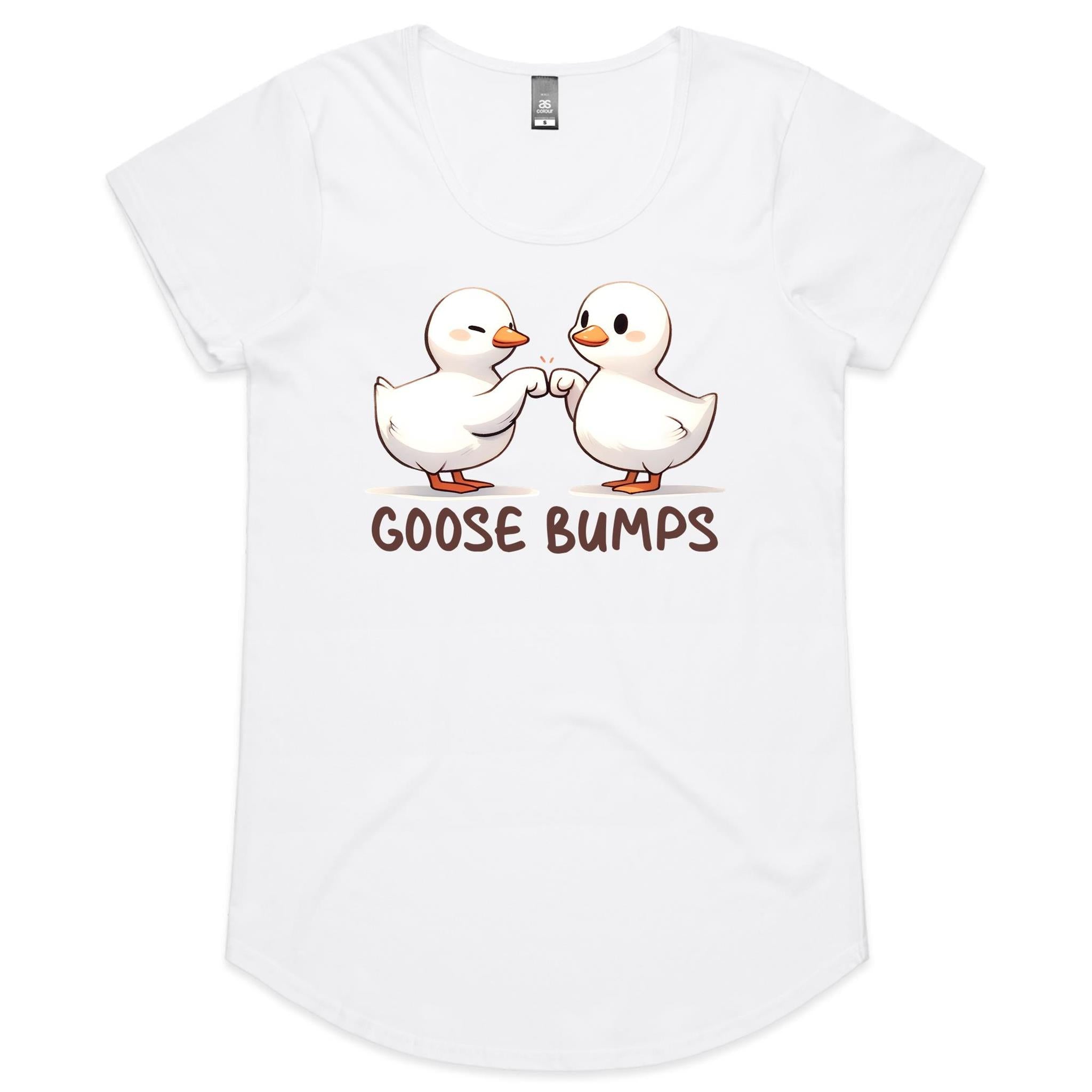 Goose Bumps - Womens Scoop Neck T-Shirt White Womens Scoop Neck T-shirt animal Printed In Australia