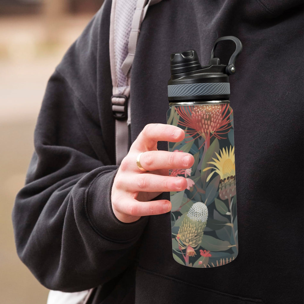 Australian Native Flowers - Insulated Water Bottle with Dual-Use Lid (18oz) Insulated Water Bottle with Dual-Use Lid (18oz) Plants Printed Offshore