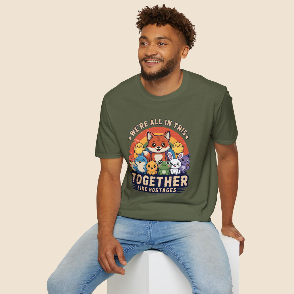 Cute Fox and Animal Friends We're All In This Together Like Hostages Unisex T-Shirt Unisex Adult T-shirt animal Globally Fulfilled