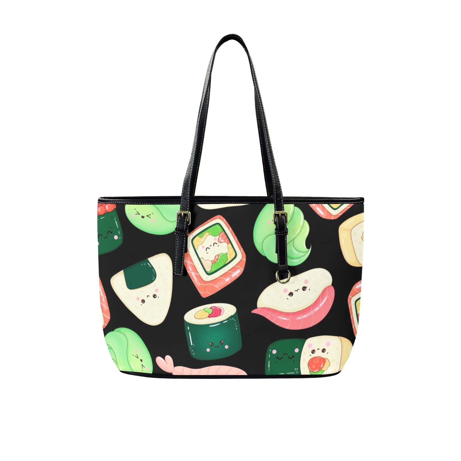 Happy Sushi - Leather Tote Bag-Large