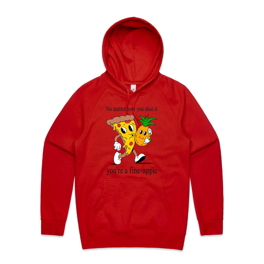 Pineapple Pizza - Mens Hoodie Red Mens Hoodie Food Printed In Australia