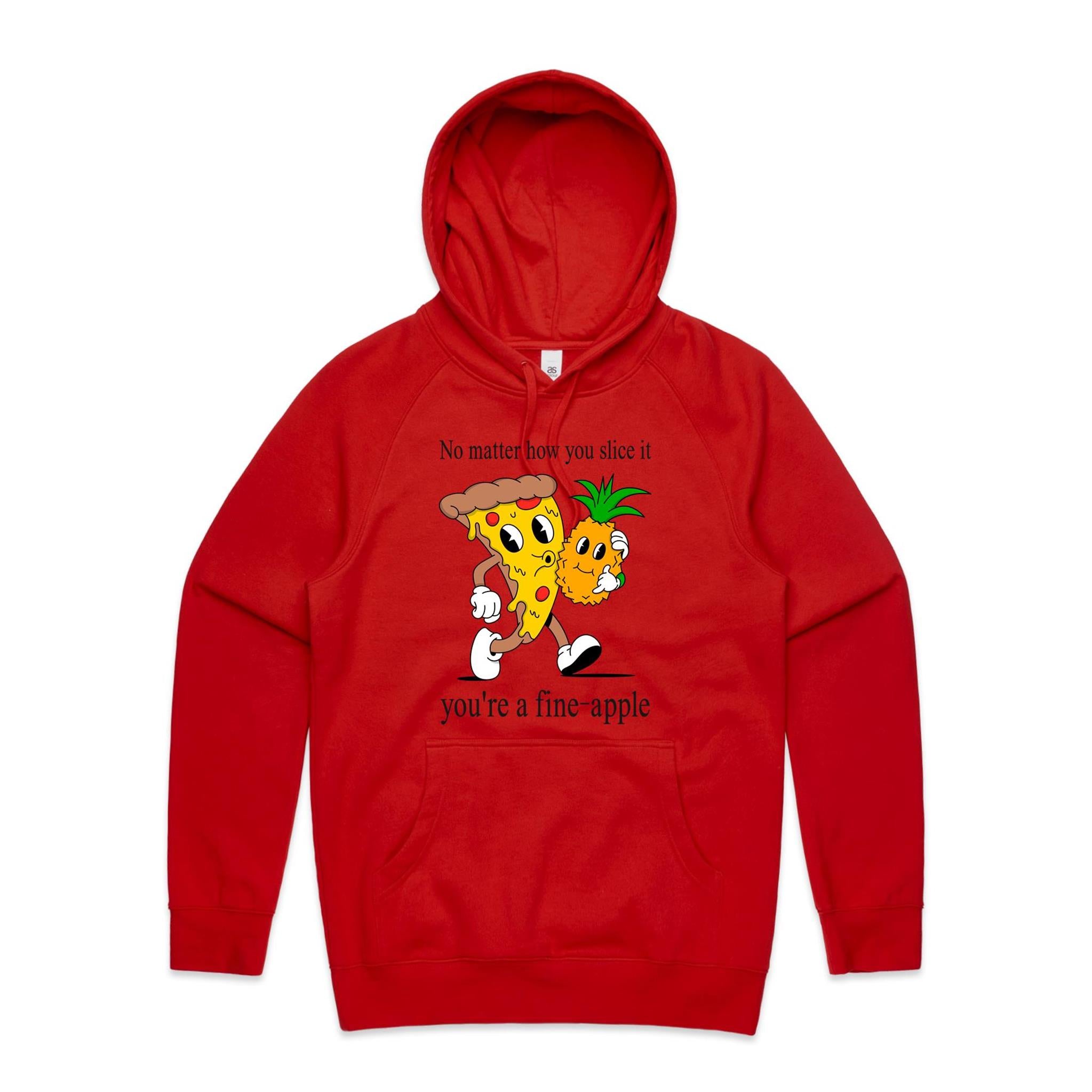 Pineapple Pizza - Mens Hoodie Red Mens Hoodie Food Printed In Australia