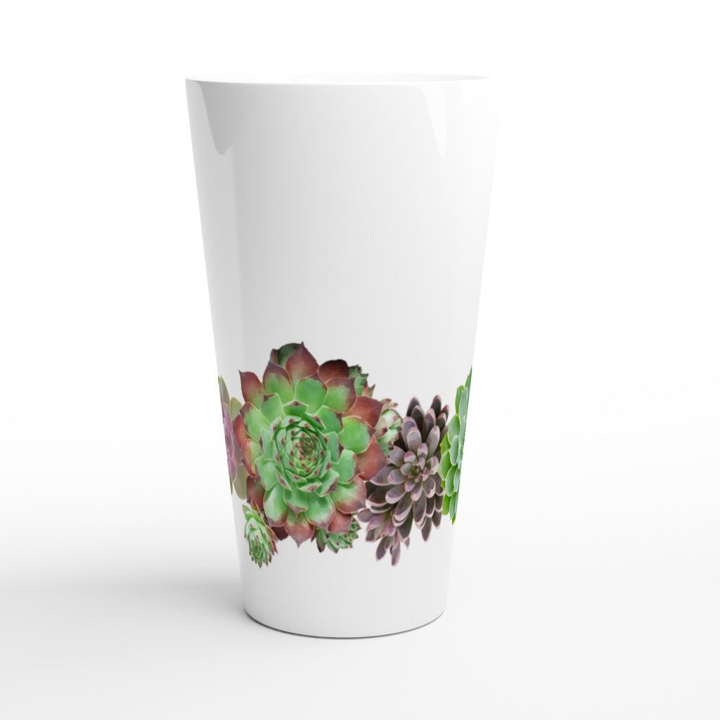 Cactus Garden - White Latte 17oz Ceramic Mug Latte Mug Globally Fulfilled Plants