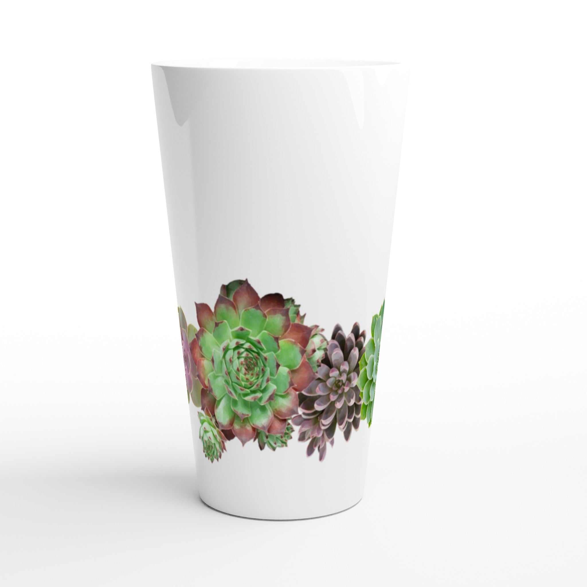 Cactus Garden - White Latte 17oz Ceramic Mug Latte Mug Globally Fulfilled Plants