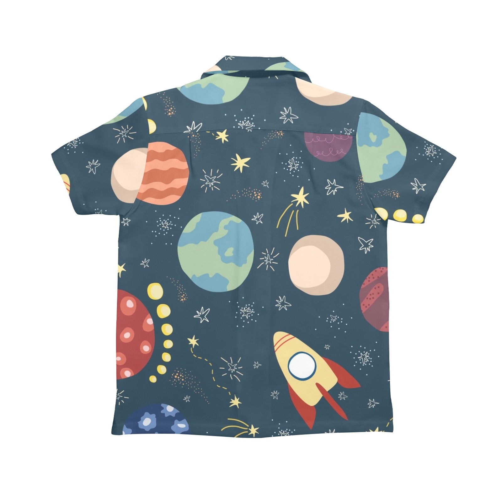 Rocket and Planets In Space - Senior Kids Hawaiian Shirt