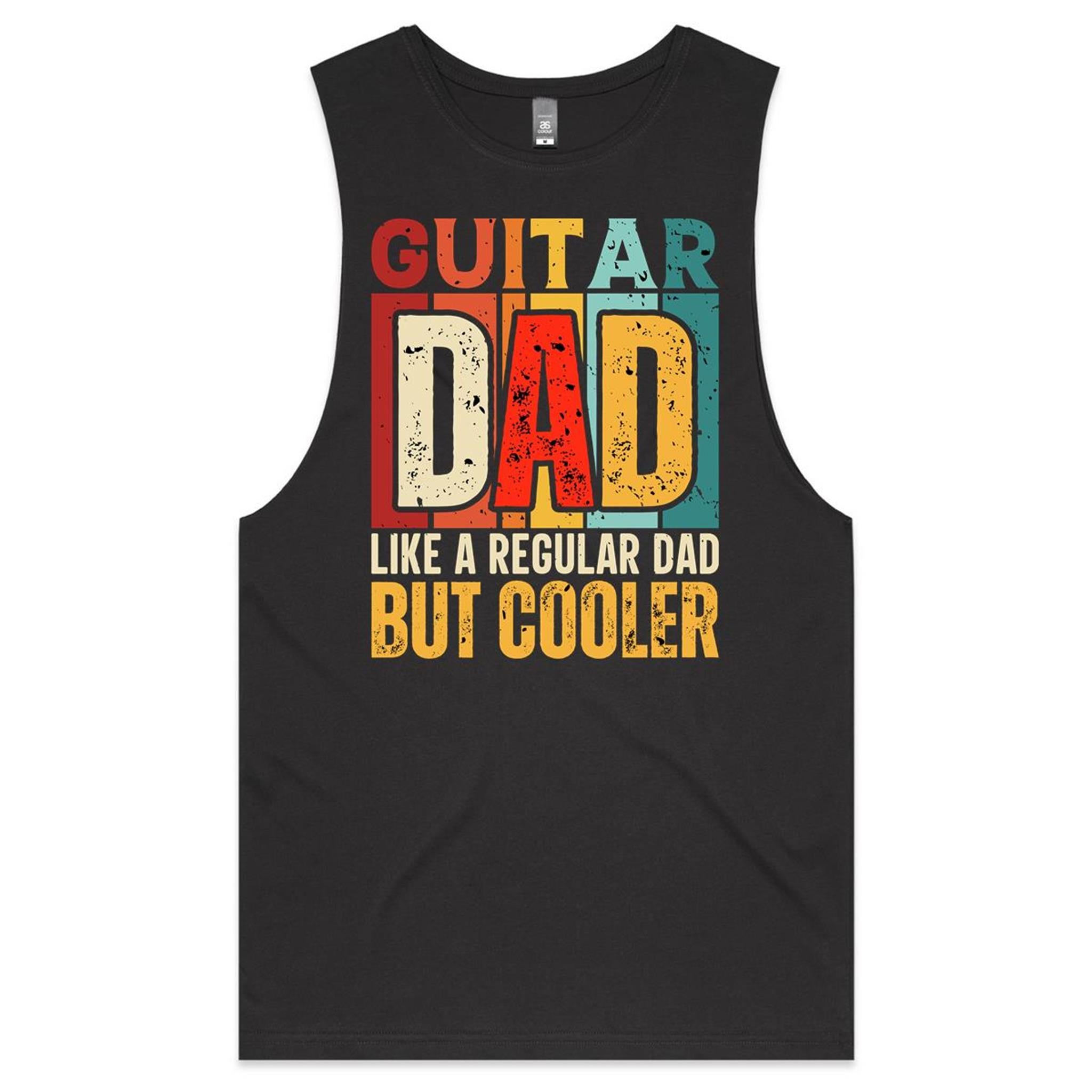 Guitar Dad - Mens Tank Top Tee Coal Drop Arm Tank Top Dad Music Printed In Australia