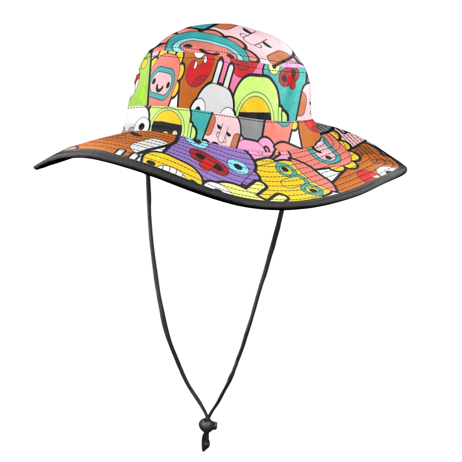 Happy Monsters Wide Brim Bucket Hat Wide Brim Bucket Hat Printed Offshore Sci Fi