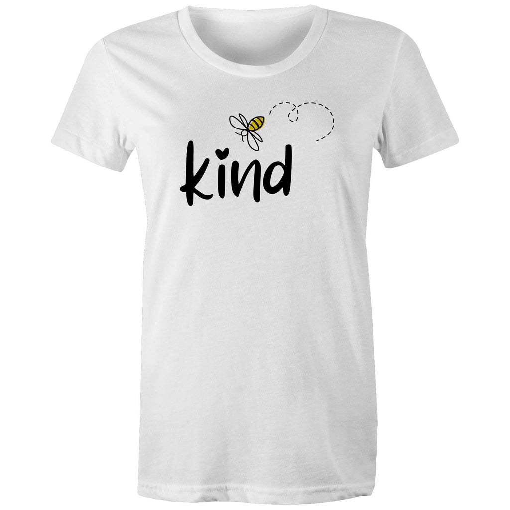 Bee Kind - Womens T-shirt White Womens T-shirt Kindness Printed In Australia
