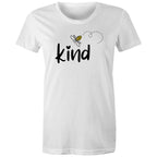 Bee Kind - Womens T-shirt White Womens T-shirt Kindness Printed In Australia