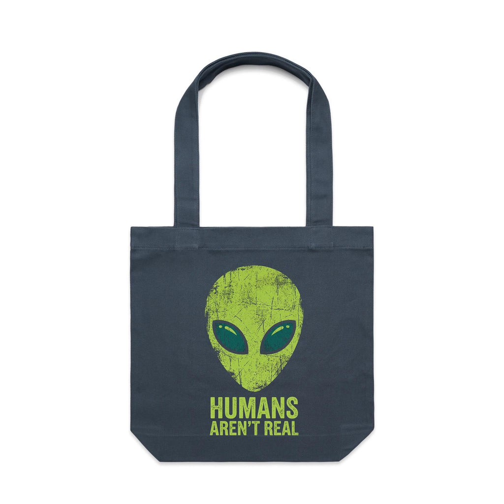 Alien, Humans Aren't Real Canvas Tote Bag