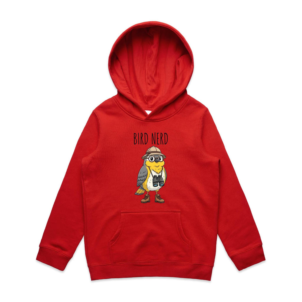 Bird Nerd 2 Kid's AS Colour Hoodie Red Kids Hoodie animal Birds Printed In Australia