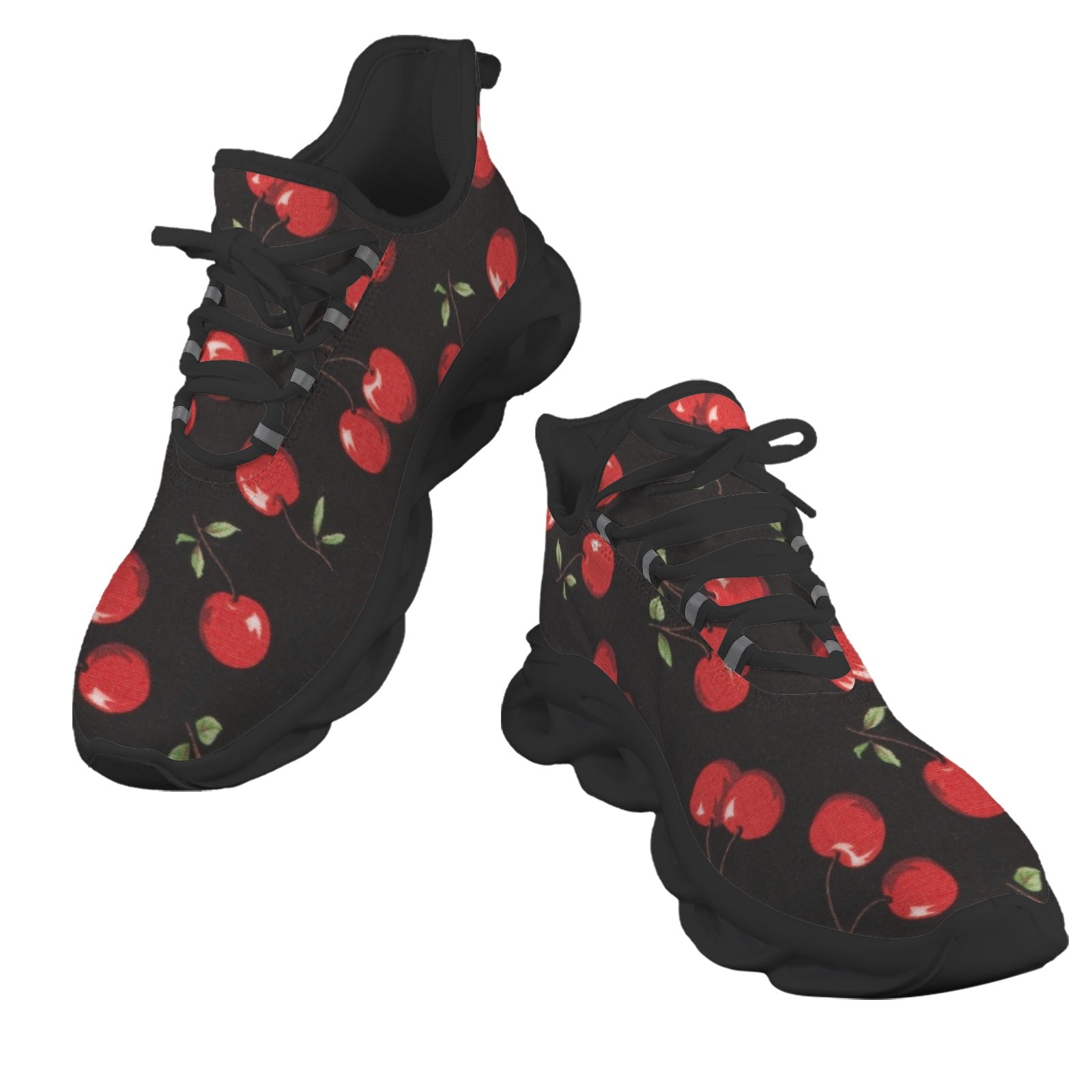 Cherries On Black Women's Twisted Sole Sneakers