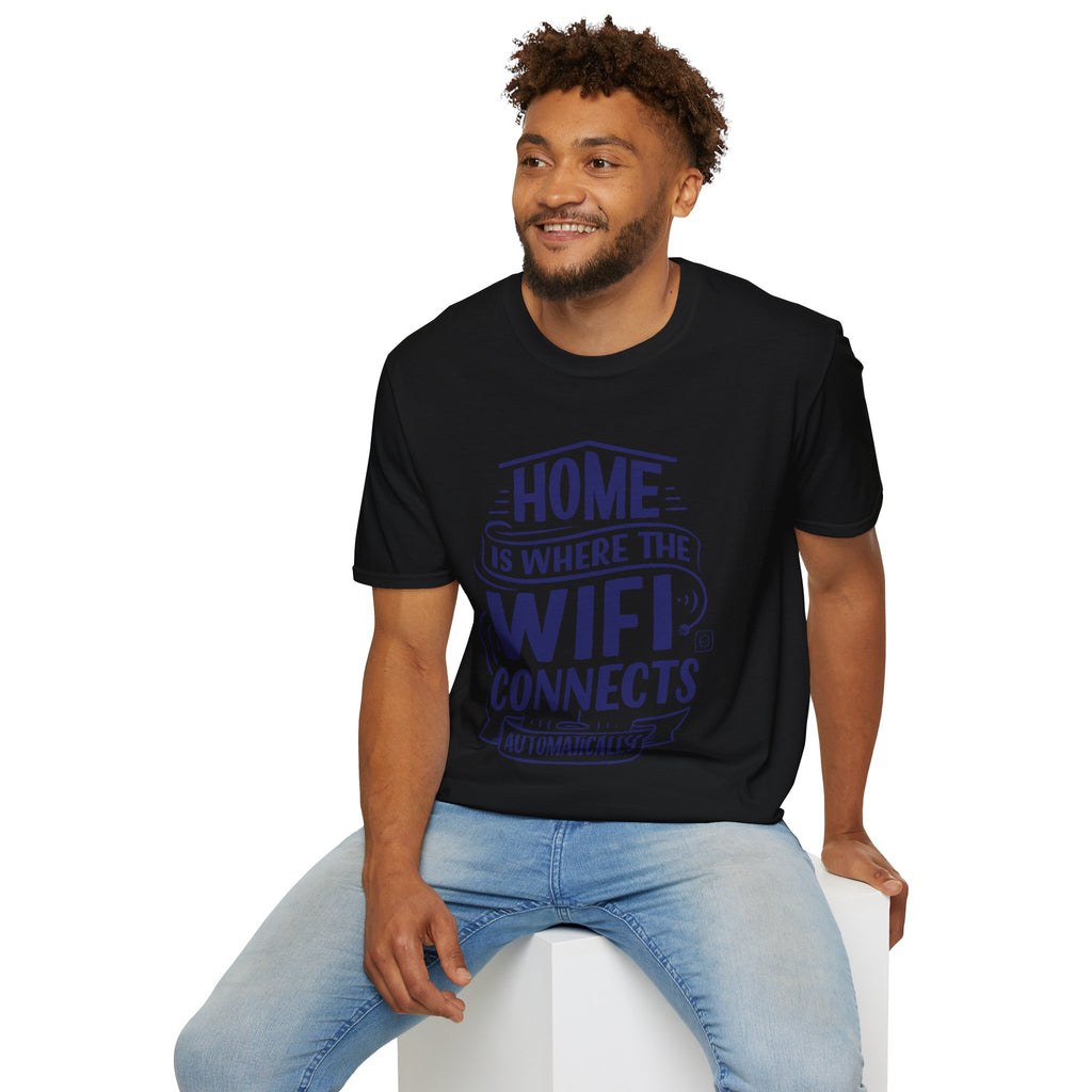 Home Is Where The WIFI Connects Automatically - Unisex Softstyle T-Shirt