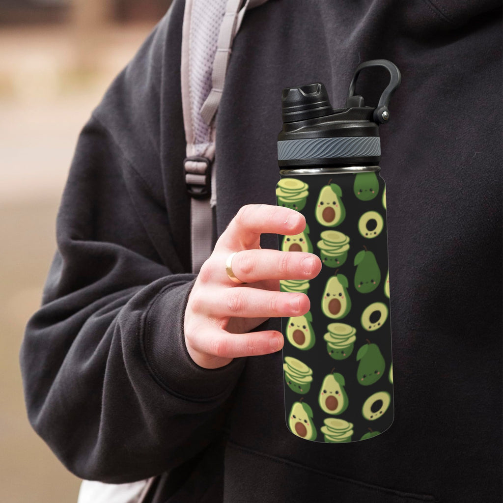 Cute Avocados - Insulated Water Bottle with Dual-Use Lid (18oz) Insulated Water Bottle with Dual-Use Lid (18oz) Food Printed Offshore