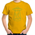 Alien Abduction - Kids Youth T-Shirt Gold Kids Youth T-shirt Printed In Australia Sci Fi